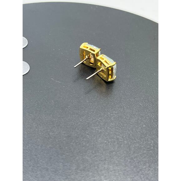 Kate Spade New York Gold Tone White Silver Glitter Sm Square Stud Earring - Picture 8 of 11